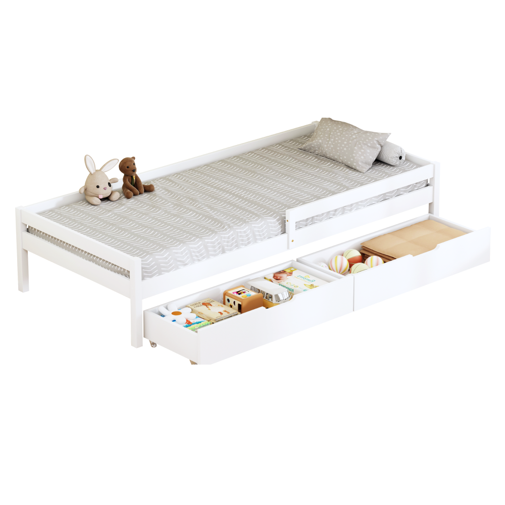 Posteľ s úložným priestorom, 90x200, biela, MIX NEW